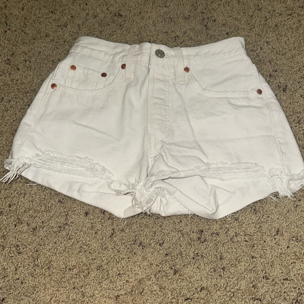 White Levi 501 Jean Shorts